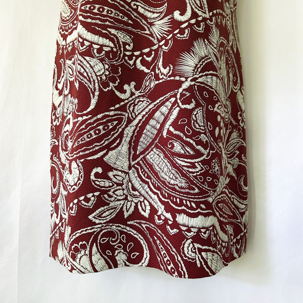 NWT ZARA Basic Embroidered Knit Sheath Dress (L) in Burnt Brick & White Paisley - Picture 6 of 14